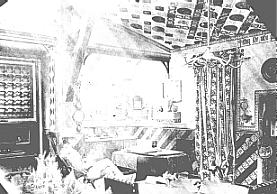 photograph of the music room constructed by Cuthbert, possibly in the attic, the room as it is in this picture no longer exists